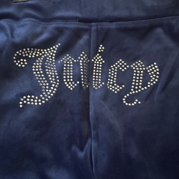 Juicy BIG BLING VELOUR HOODIE Shorts SET size L Velour Regal blue - Picture 9 of 10